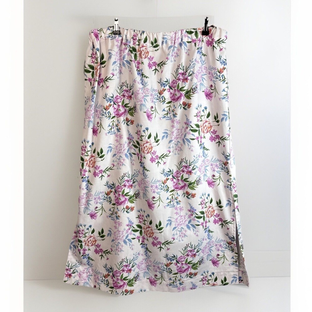 Homemade Skirt 1X/2X Plus Size Pink Floral Maxi Cottage Feminine Romantic Pullon